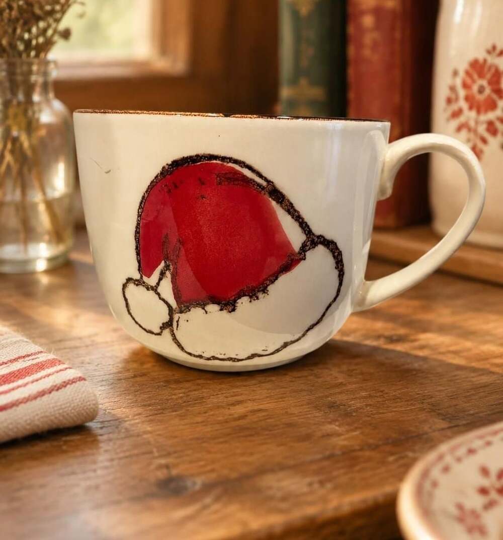 Christmas Santa Hat Jumbo Ceramic Mug Made in Portugal